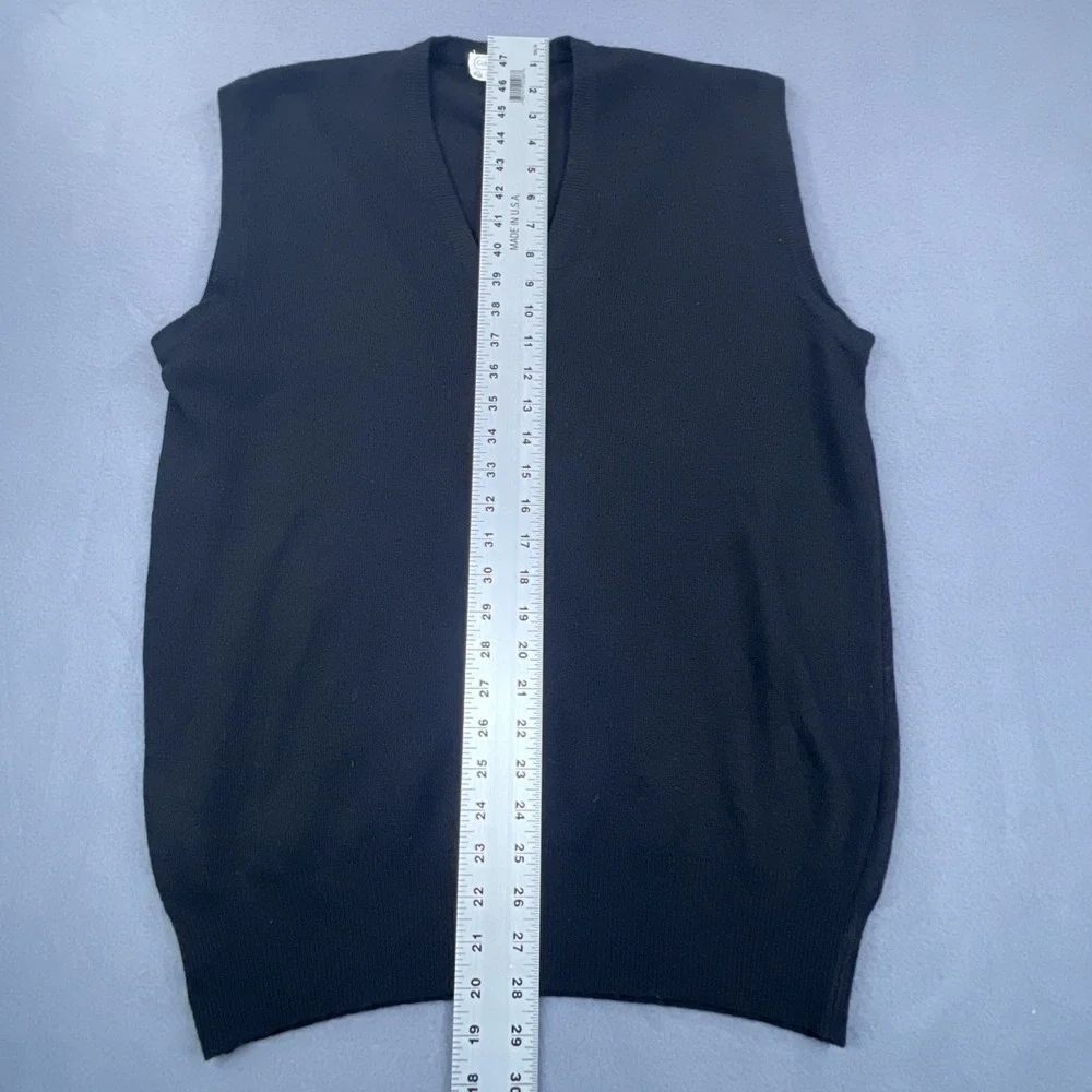VTG Gap Clothing Company Wool Sweater Vest Men's Medium Black Made In Italy Flaw